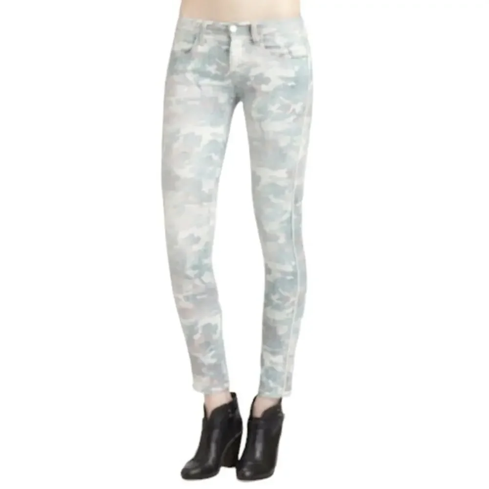 IRO Damia camo print ubran chic paint splatter denim low rise skinny jeans Sz 28 - Picture 2 of 9